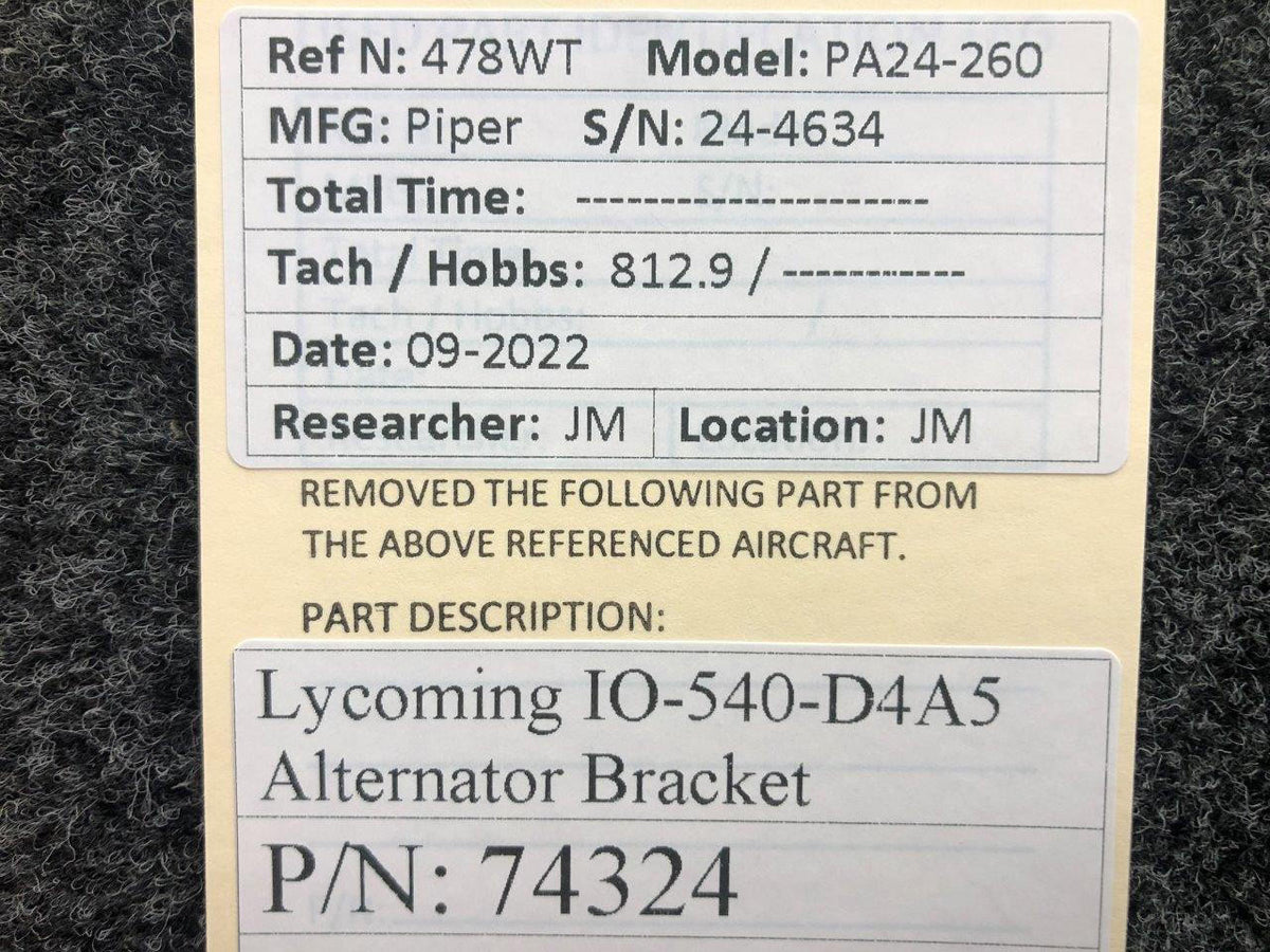 Lycoming Aircraft and Engine Parts 74324 Lycoming IO-540-D4A5 Alternator Bracket