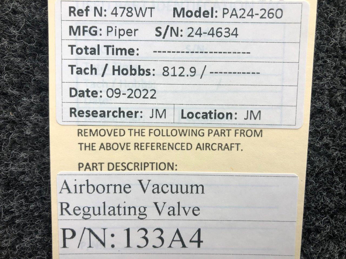 Airborne 133A4 Airborne Vacuum Regulating Valve