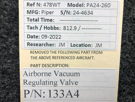 Airborne 133A4 Airborne Vacuum Regulating Valve
