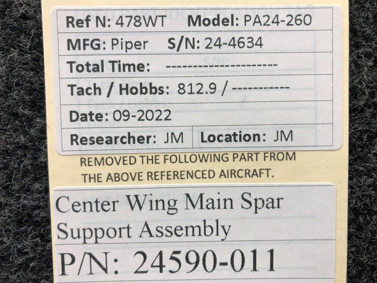 24590-011 Piper PA24-260 Center Wing Main Spar Support Assembly BAS Part Sales | Airplane Parts