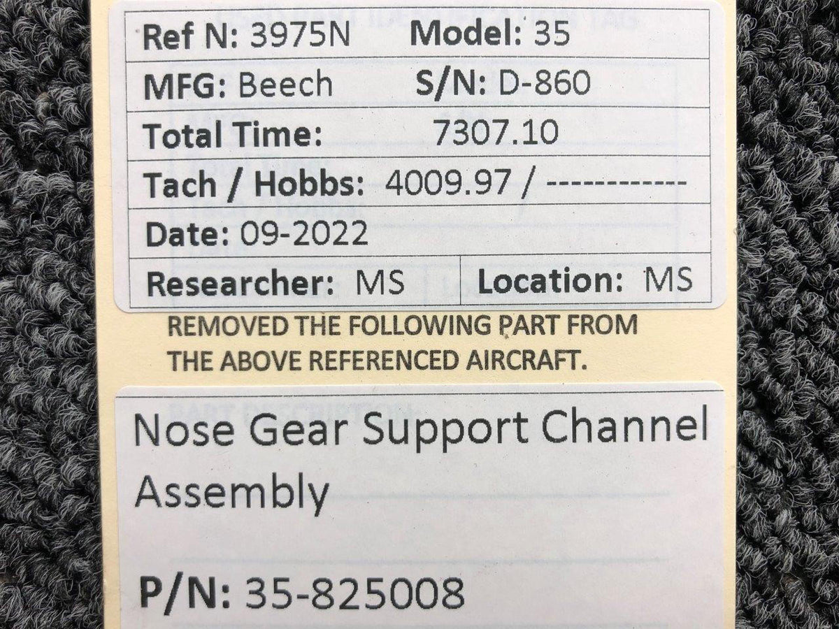 Beechcraft Parts 35-825008 Beechcraft 35 Nose Gear Support Channel Assembly