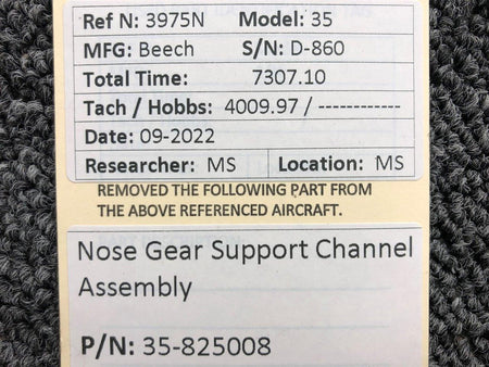 Beechcraft Parts 35-825008 Beechcraft 35 Nose Gear Support Channel Assembly