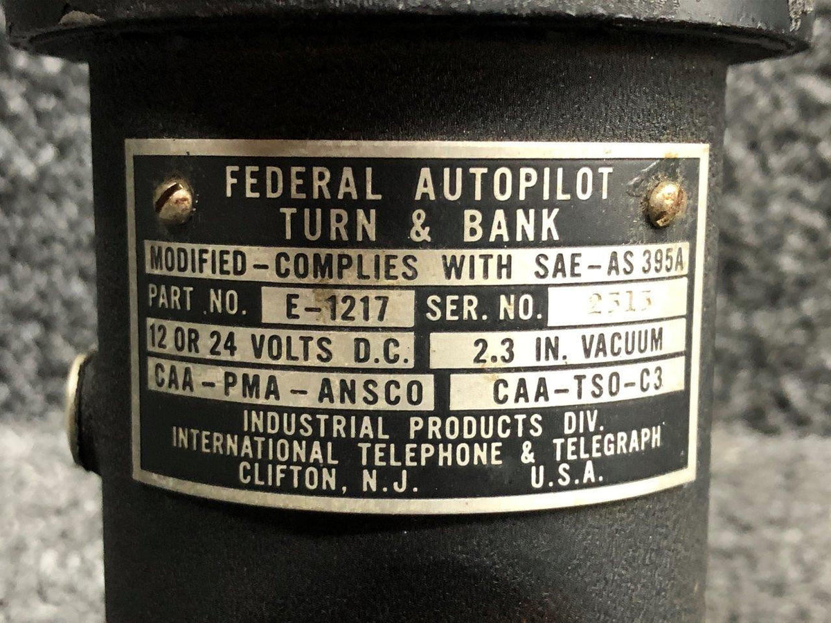 Industrial Products E-1217 Industrial Products Division Autopilot Turn and Bank Indicator 12-24V