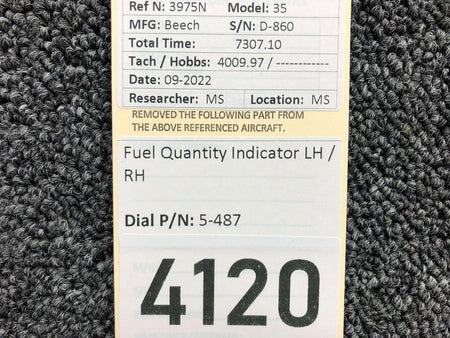 Beechcraft Parts 5-487 Beechcraft 35 Fuel Quantity Indicator LH / RH