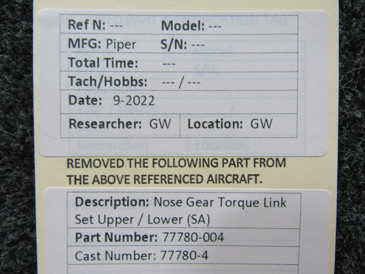 Piper Aircraft Parts 77780-004 CAST 77780-4 Piper Nose Gear Torque Link Set Upper / Lower SA