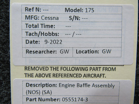 0555174-3 Cessna 175 Engine Baffle Assembly (NEW OLD STOCK) (SA) BAS Part Sales | Airplane Parts