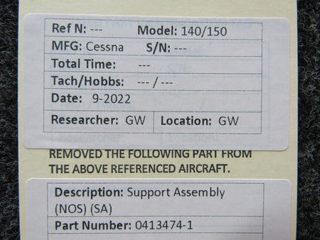 Cessna Aircraft Parts 0413474-1 Cessna 140 / 150 Support Assembly NEW OLD STOCK SA