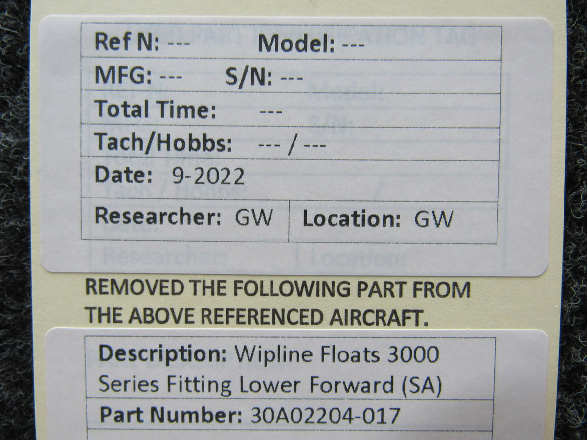 wipline 30A02204-017 Wipline Floats 3000 Series Fitting Lower Forward SA