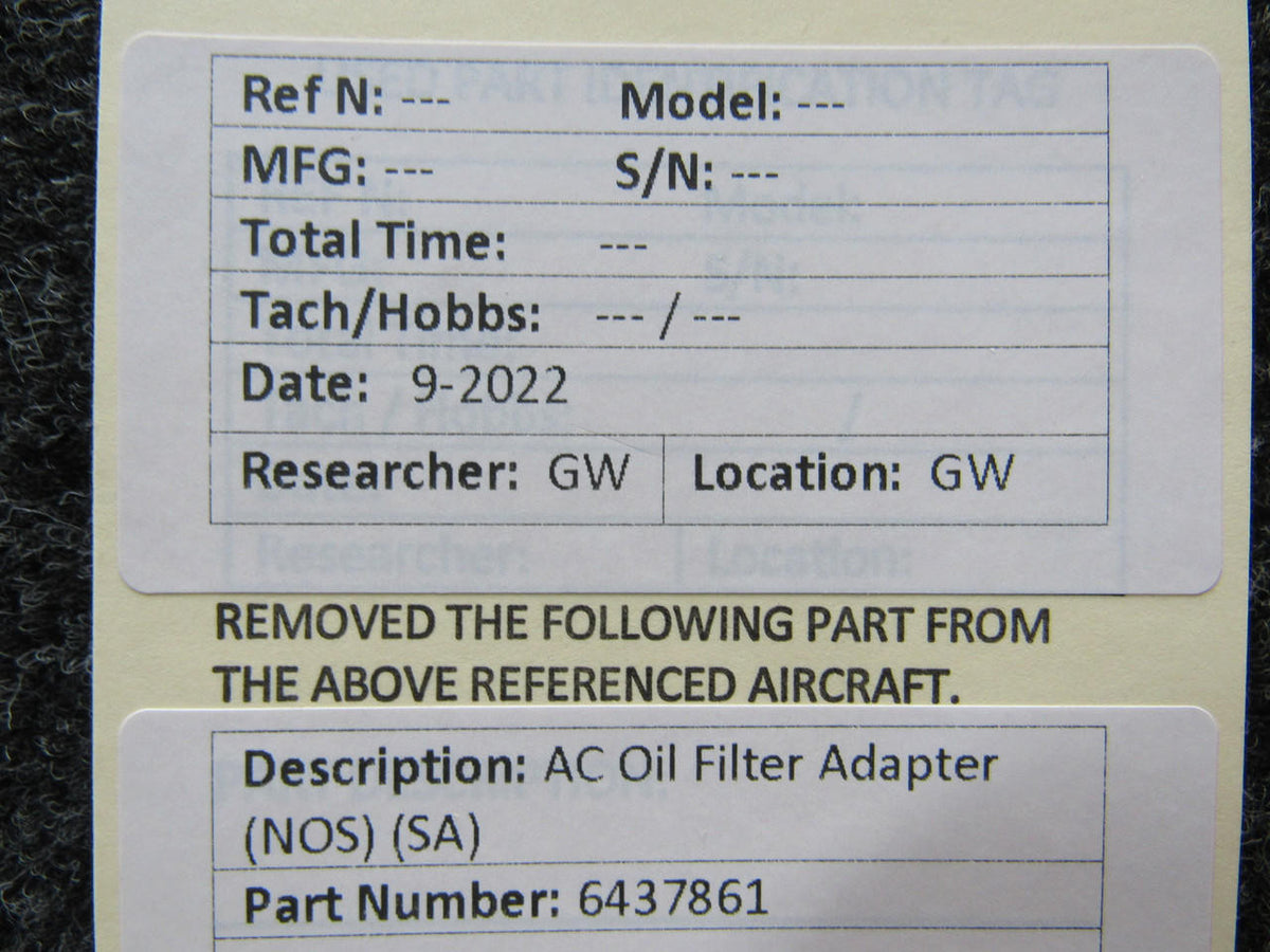 AC 6437861 AC Oil Filter Adapter NEW OLD STOCK SA