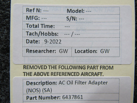 AC 6437861 AC Oil Filter Adapter NEW OLD STOCK SA