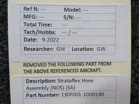 Stratoflex 130F001-10D0140 Stratoflex Hose Assembly NEW OLD STOCK SA