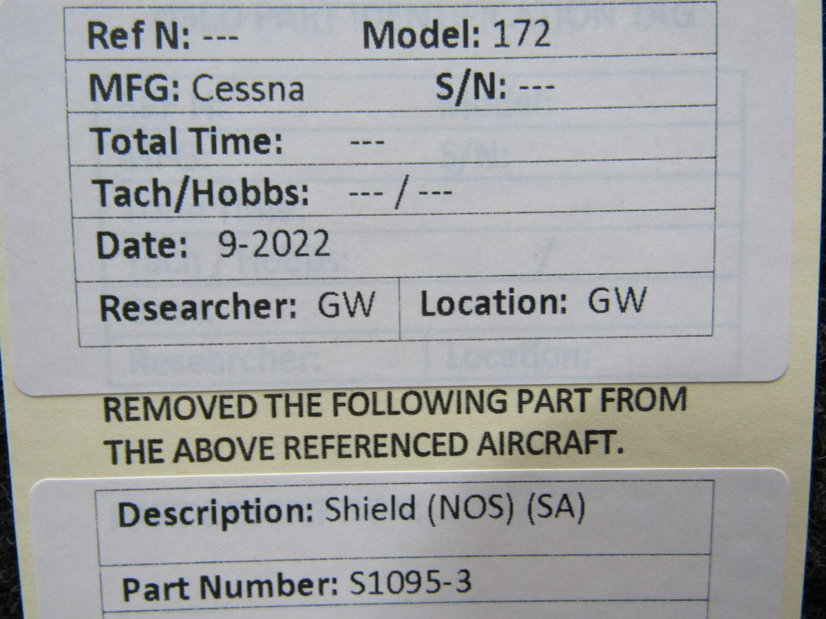 Cessna Aircraft Parts S1095-3 Cessna 172 Shield NEW OLD STOCK SA