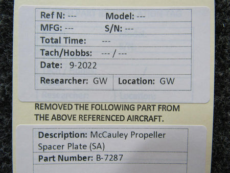 McCauley B-7287 McCauley Propeller Spacer Plate SA