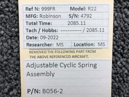 Robinson Helicopter and Airplane Parts B056-2 Robinson R22 Adjustable Cyclic Spring Assembly