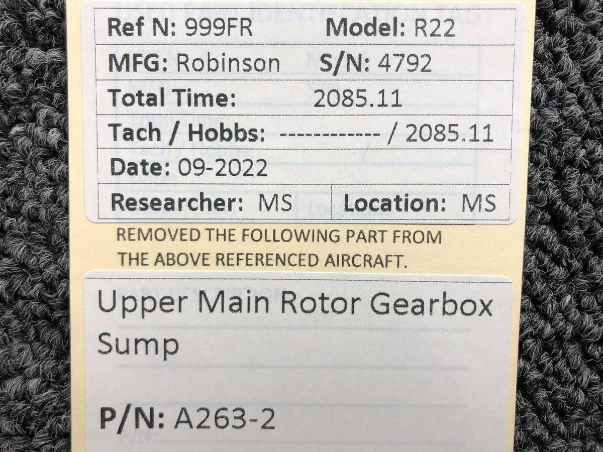 A263-2 Robinson R22 Upper Main Rotor Gearbox Sump BAS Part Sales | Airplane Parts