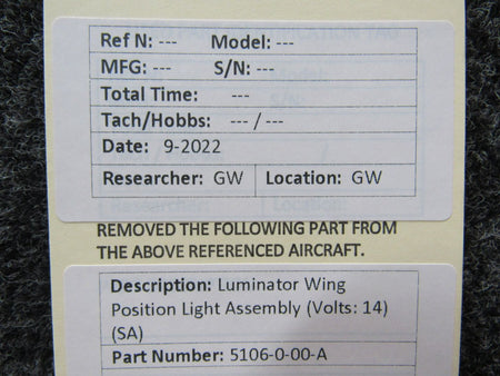5106-0-00-A Luminator Wing Position Light Assembly (Volts: 14) (SA) BAS Part Sales | Airplane Parts