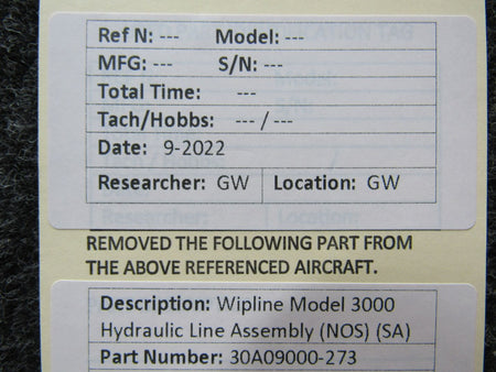 30A09000-273 Wipline Model 3000 Hydraulic Line Assembly (NOS) (SA) BAS Part Sales | Airplane Parts
