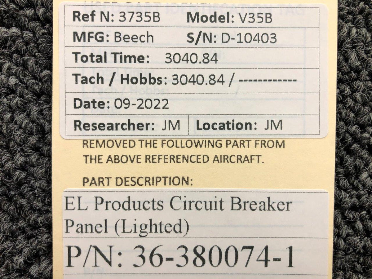 36-380074-1 EL Products Circuit Breaker Panel (Lighted) BAS Part Sales | Airplane Parts