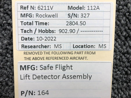 164 Safe Flight Lift Detector Assembly BAS Part Sales | Airplane Parts