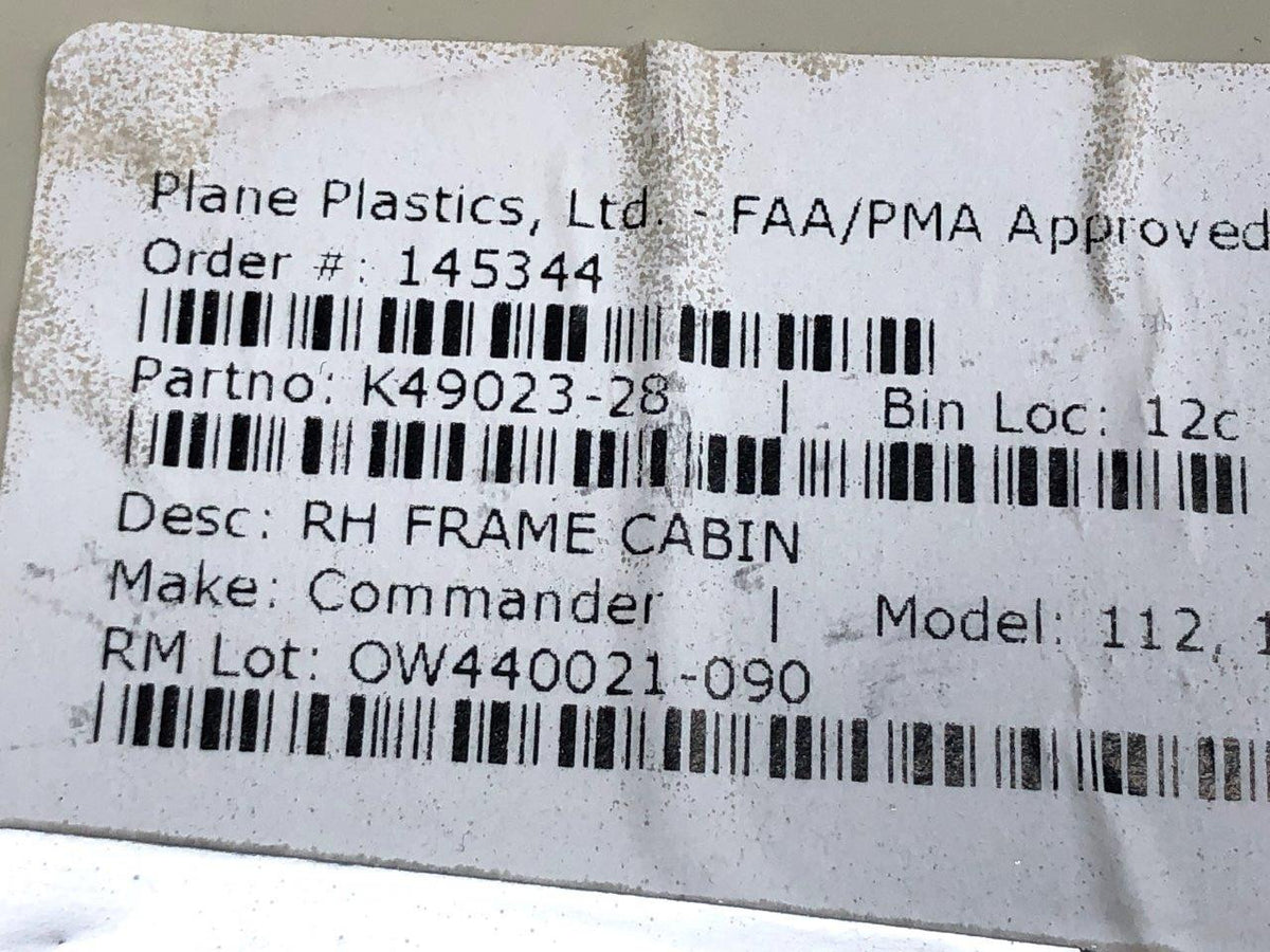 K49023-28 (ALT: 49023-28) Plane Plastics Panel Cover Frame RH BAS Part Sales | Airplane Parts