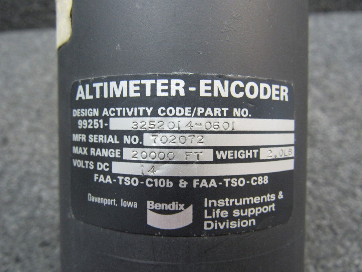 99251-3252014-0601 Bendix Encoding Altimeter Indicator (Volts: 14) BAS Part Sales | Airplane Parts