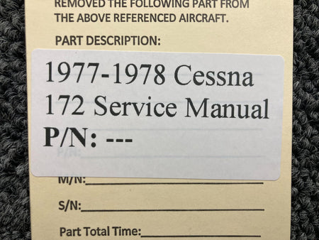 Cessna Aircraft Parts 1977-1978 Cessna 172 Service Manual