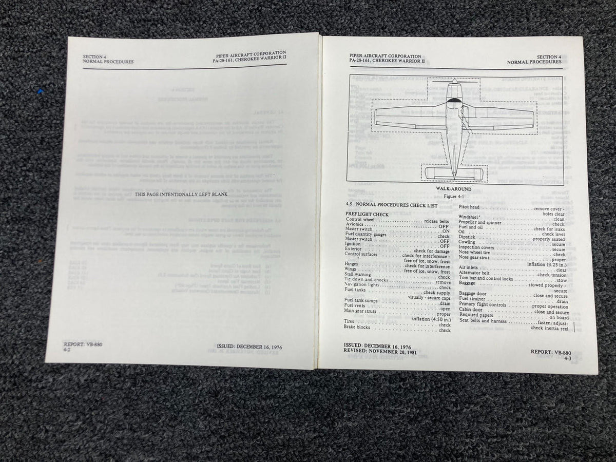 Piper Aircraft Parts 761-649 Piper Cherokee Warrior II Information Manual (1976)