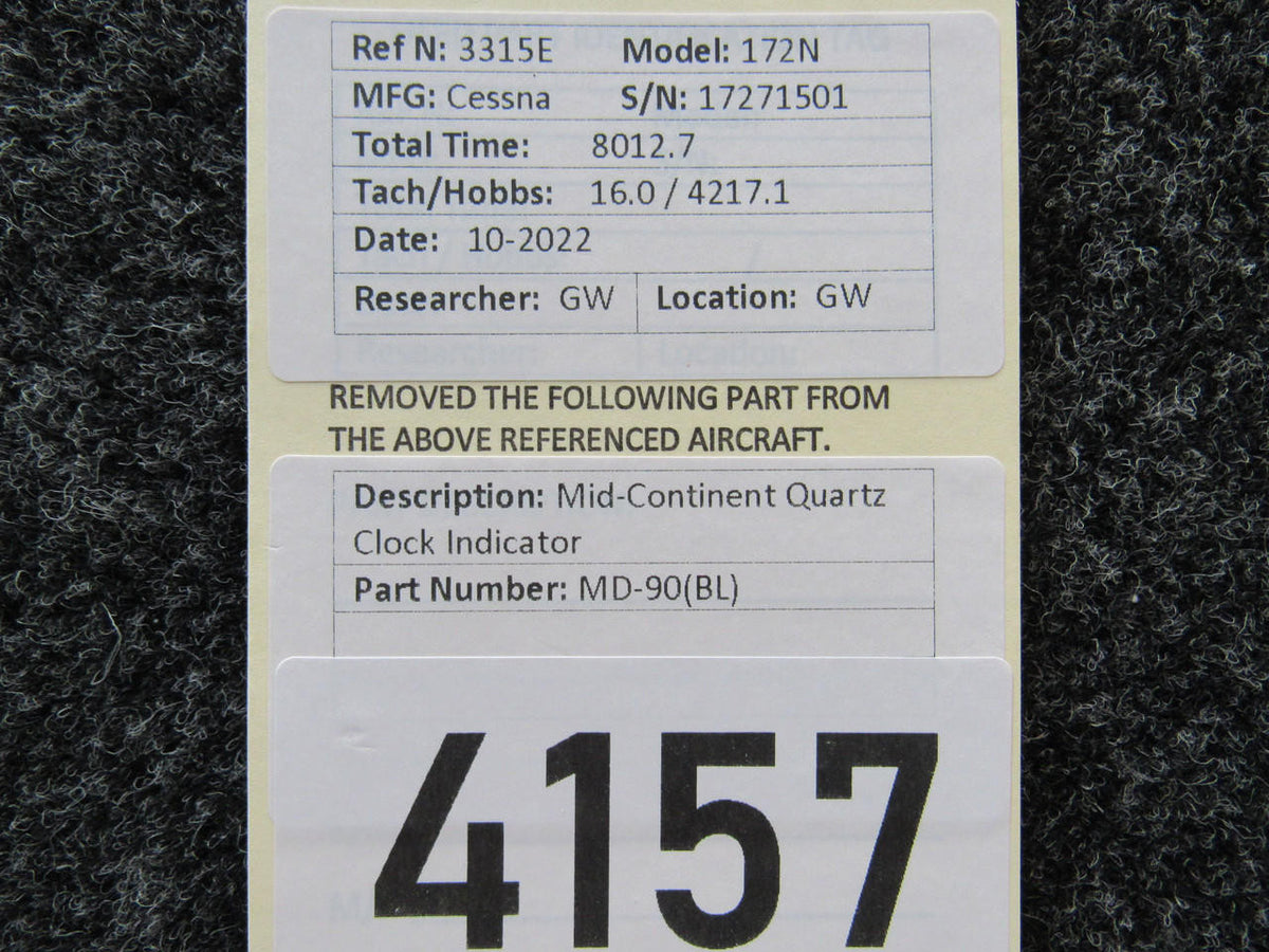 Mid-Continent MD-90(BL) Mid-Continent Quartz Clock Indicator (Volts: 12-32)