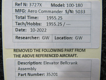 Aero Commander 35201 Aero Commander 100-180 Elevator Bellcrank Assembly