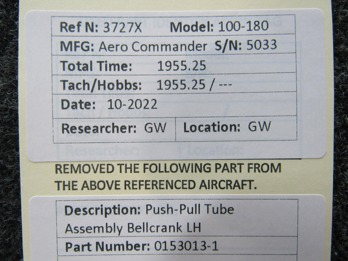 Aero Commander 0153013-1 Aero Commander 100-180 Push-Pull Tube Bellcrank LH