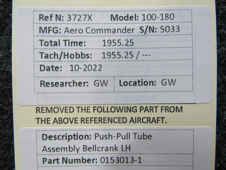 Aero Commander 0153013-1 Aero Commander 100-180 Push-Pull Tube Bellcrank LH