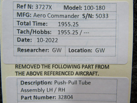 Aero Commander 32804 Aero Commander 100-180 Push-Pull Tube Assembly LH / RH