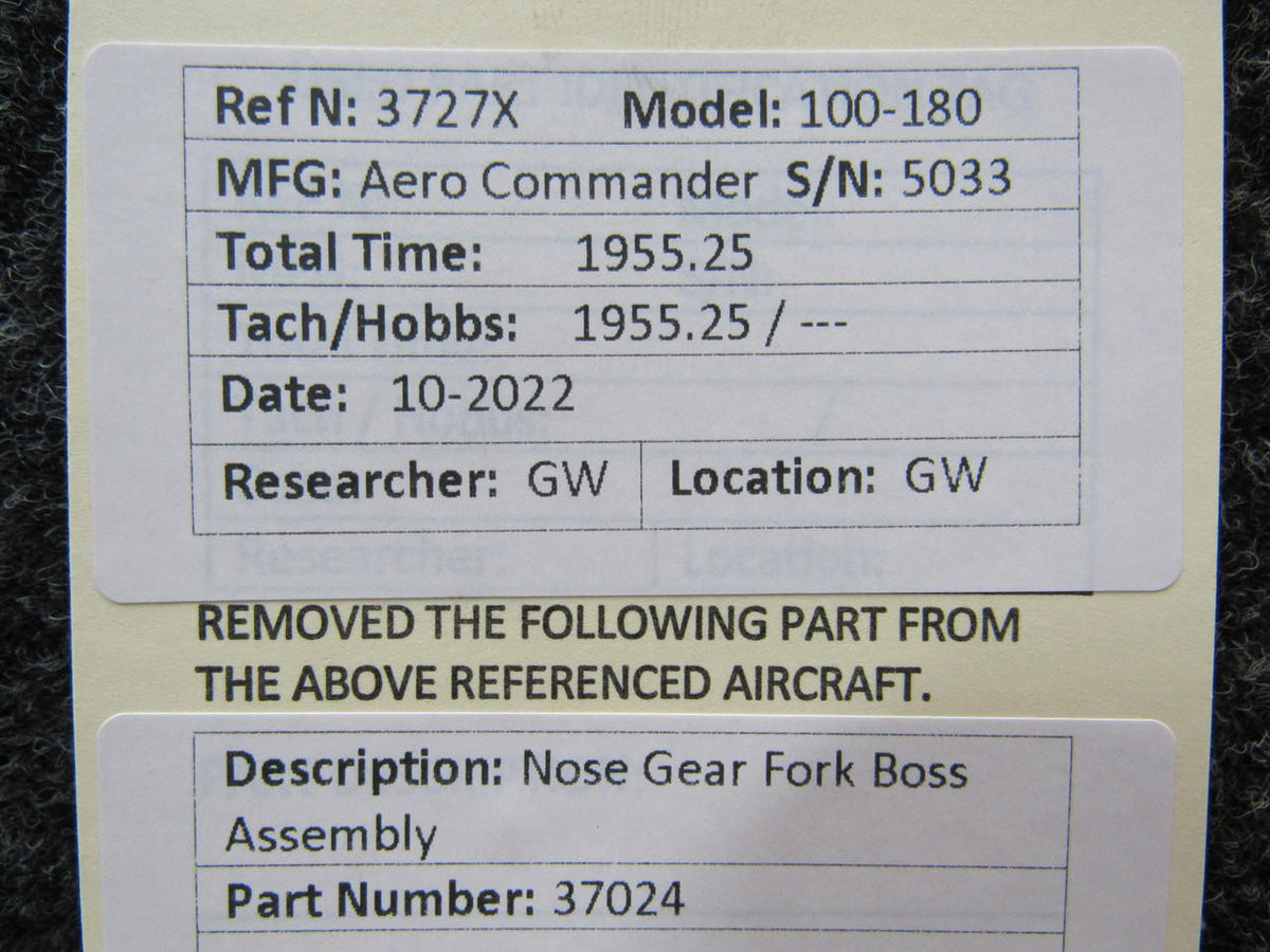 Aero Commander 37024 Aero Commander 100-180 Nose Gear Fork Boss Assembly