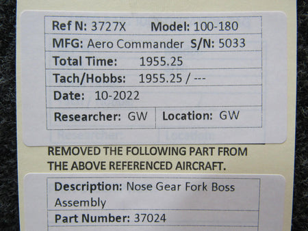 Aero Commander 37024 Aero Commander 100-180 Nose Gear Fork Boss Assembly
