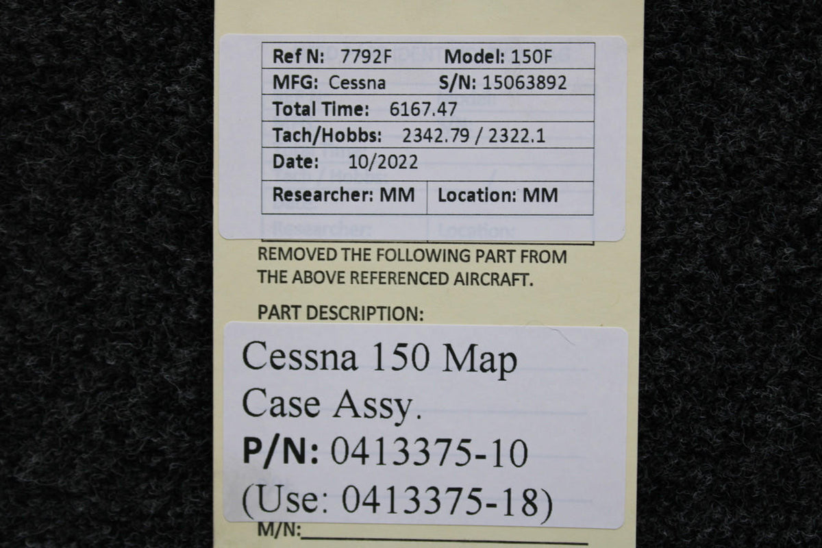 Cessna Aircraft Parts 0413375-10 (USE: 0413375-18) Cessna 150F Map Case Assembly (Minus Door)
