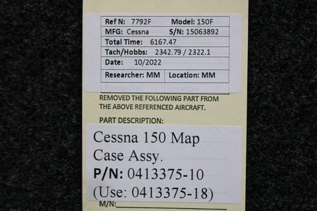 Cessna Aircraft Parts 0413375-10 (USE: 0413375-18) Cessna 150F Map Case Assembly (Minus Door)