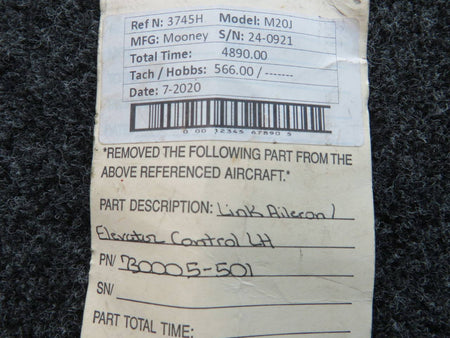 730005-501 Mooney M20J Link Aileron / Elevator Control LH BAS Part Sales | Airplane Parts