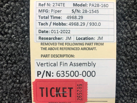 Piper Aircraft Parts 63500-000 Piper PA28-160 Vertical Assembly