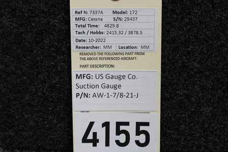 US Gauge AW-1-7/8-21-J US Gauge Co. Suction Gauge