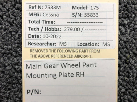 Cessna Aircraft Parts Cessna 175 Main Gear Wheel Pant Mounting Plate RH