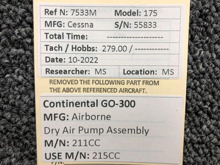 Airborne Continental GO-300 Airborne 211CC Dry Air Pump Assembly