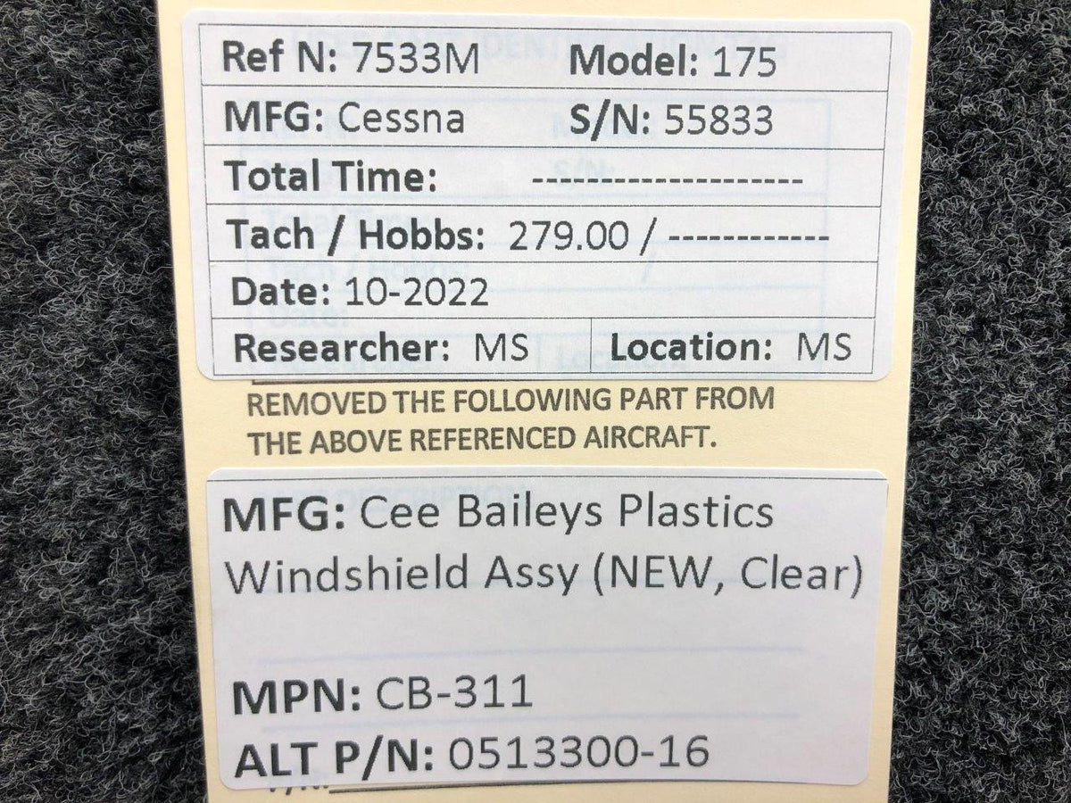 Cee Bailey's CB-311 (ALT: 0513300-16) Cee Baileys Plastics Windshield Assy (NEW OLD STOCK)