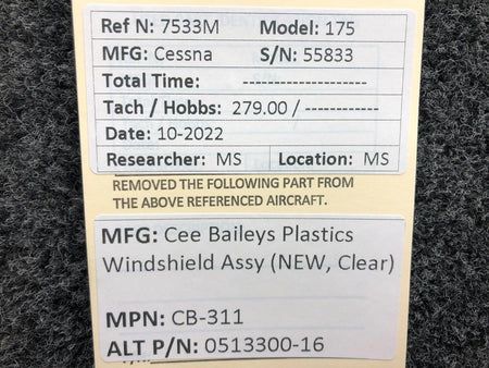 Cee Bailey's CB-311 (ALT: 0513300-16) Cee Baileys Plastics Windshield Assy (NEW OLD STOCK)