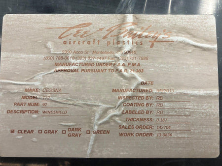 Cee Bailey's CB-311 (ALT: 0513300-16) Cee Baileys Plastics Windshield Assy (NEW OLD STOCK)