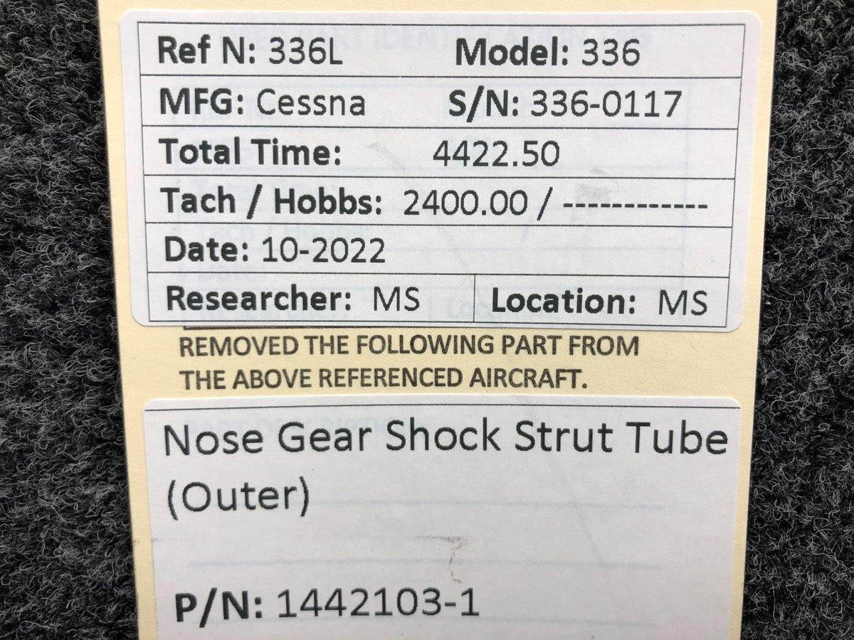 Cessna Aircraft Parts 1442103-1 Cessna 336 Nose Gear Shock Strut Tube (Outer)