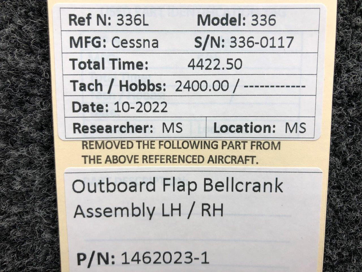 Cessna Aircraft Parts 1462023-1 Cessna 336 Outboard Flap Bellcrank Assembly LH / RH