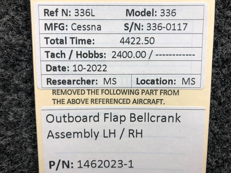 Cessna Aircraft Parts 1462023-1 Cessna 336 Outboard Flap Bellcrank Assembly LH / RH
