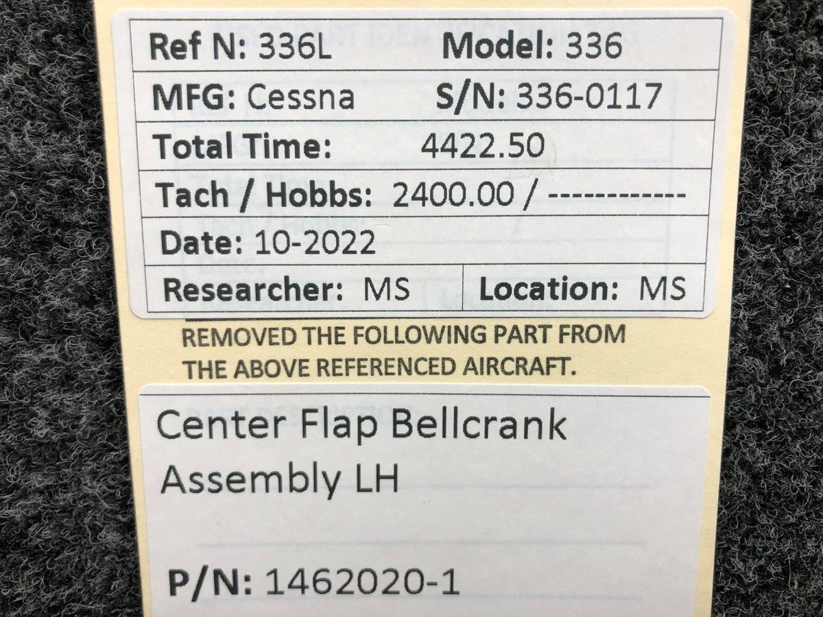 Cessna Aircraft Parts 1462020-1 Cessna 336 Center Flap Bellcrank Assembly LH