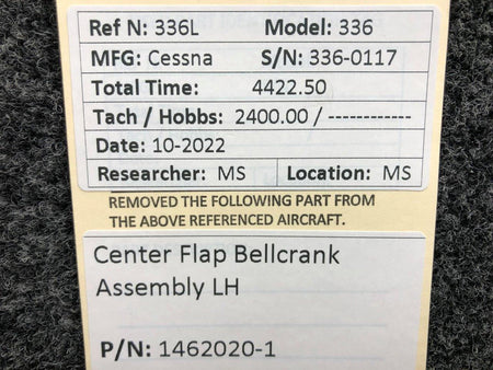 Cessna Aircraft Parts 1462020-1 Cessna 336 Center Flap Bellcrank Assembly LH