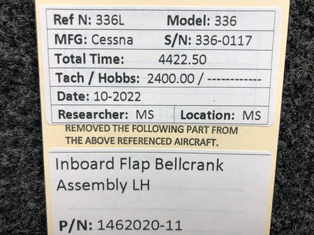 Cessna Aircraft Parts 1462020-11 Cessna 336 Inboard Flap Bellcrank Assembly LH